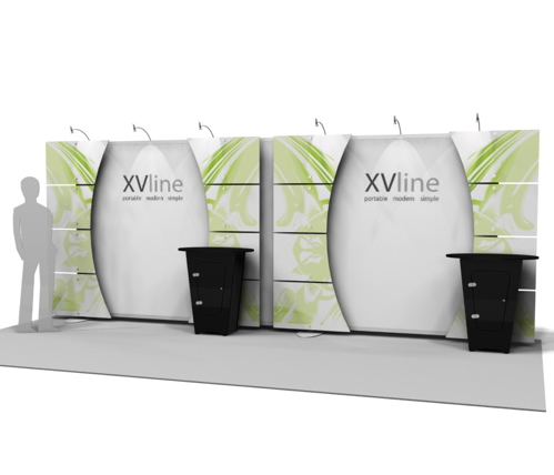 Exhibitline XV8N - 10 x 20 XVline Trade Show Display with NLC1 Counters