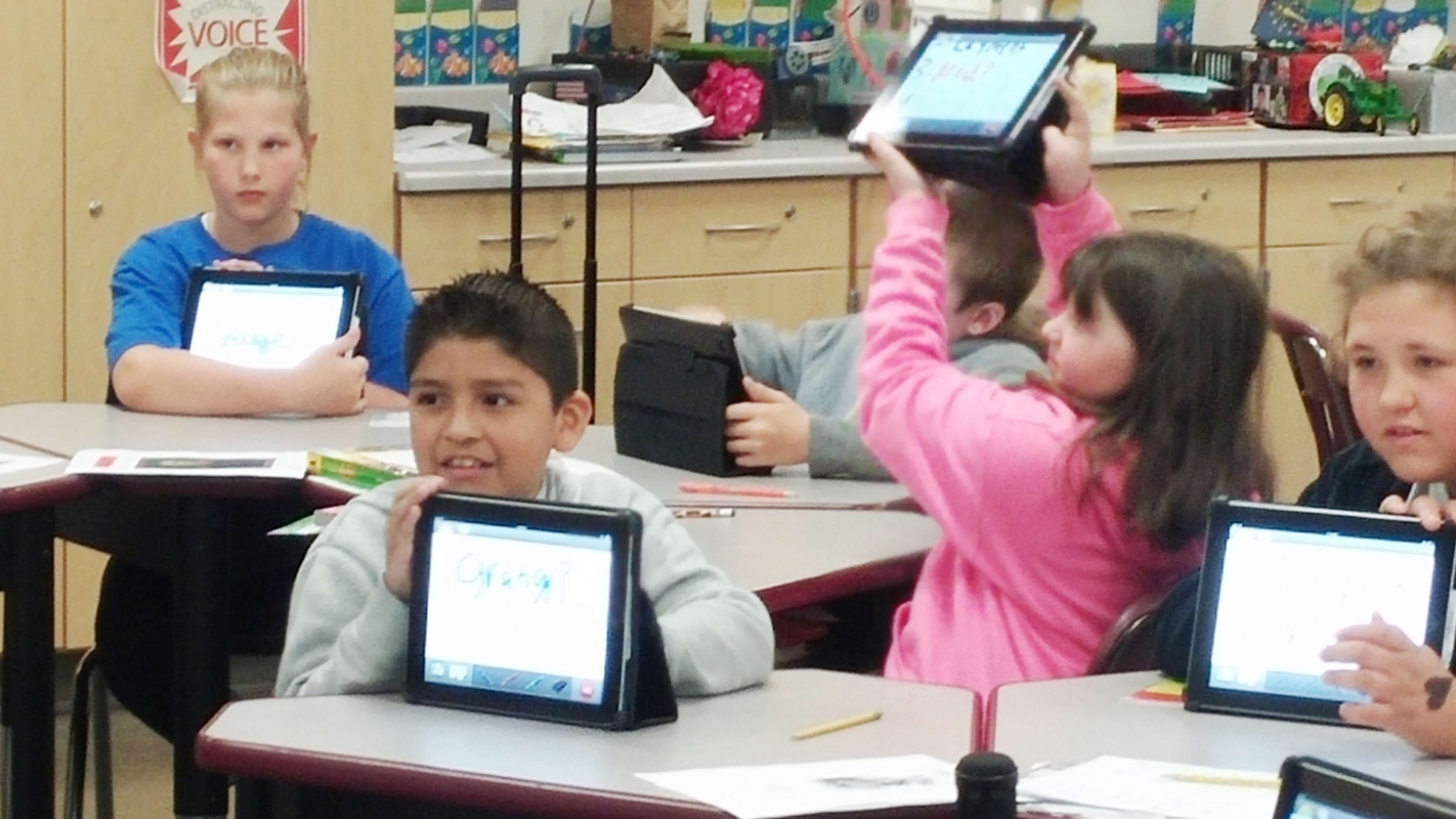 Classroom participating with technology