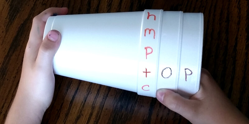 Word-Maker Cups - Phonics - Spelling "top"