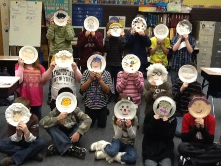 Teacher Austin Theobald - Paper Plate portraits of the Test Lady