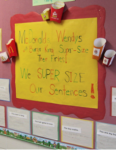 Bulletin Board Example - Supersizing Sentences with trigger of French fry containers