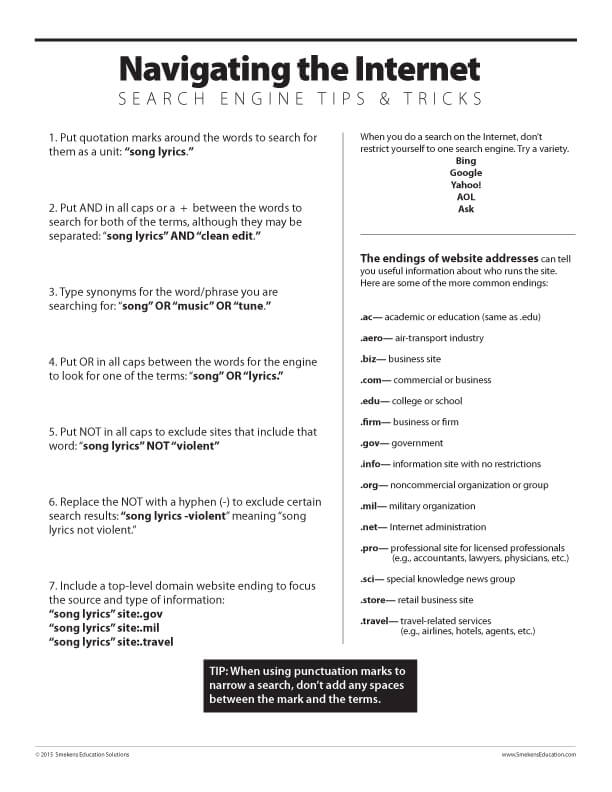 Navigating the Internet - Search Engine Tips & Tricks