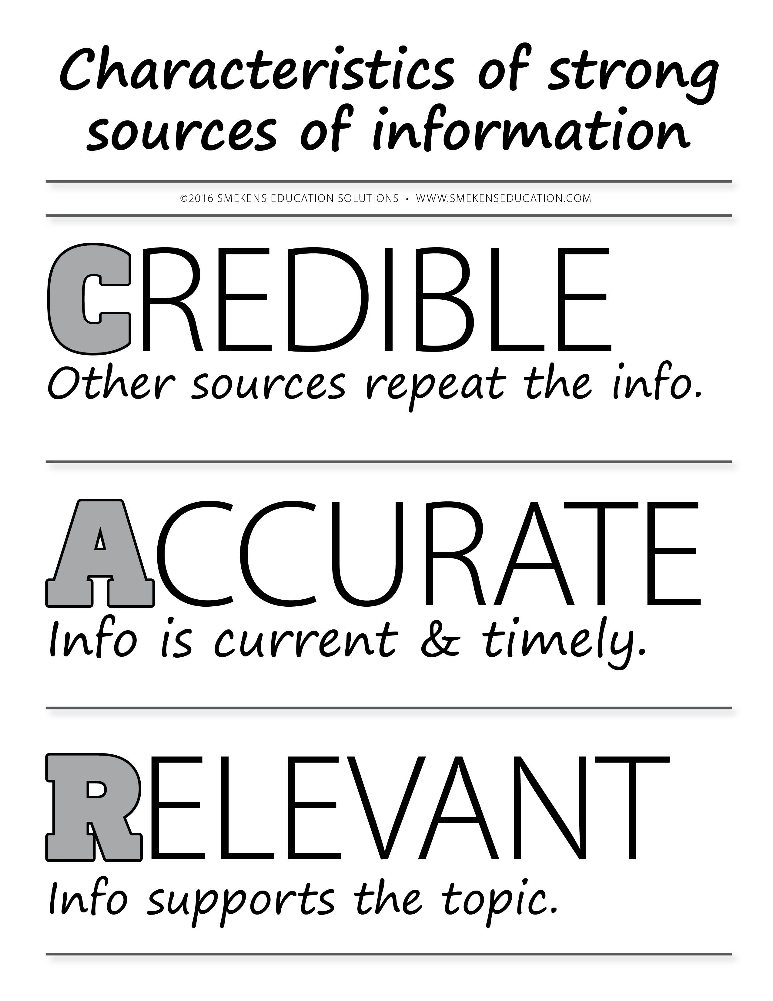 Characteristics of Strong Sources of Information - C.A.R. Acronym