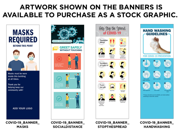 Health & Social Distancing Message Banner Stands