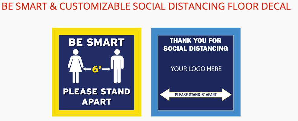 Be Smart Social Distancing Floor Decal 12" square 