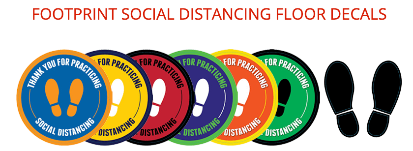 Footprint Social Distancing Floor Decals 12" round